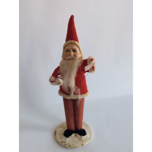 Belsnickle Santa Christmas Putz Figure Clay Face Japan Vtg Antique 5 1/2" - Picture 1 of 4